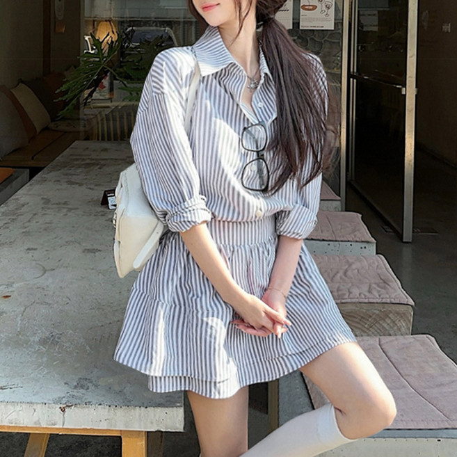 대박난박양 더블스커트 셔츠 원피스