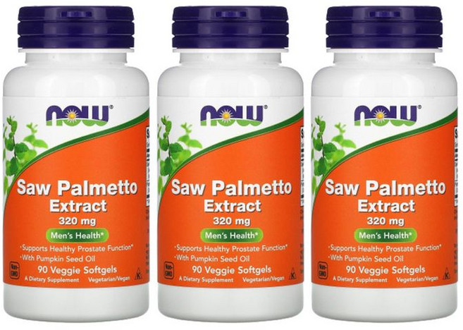Now Foods 쏘 팔메토 추출물 320mg 베지 소프트젤, 90정, 3개