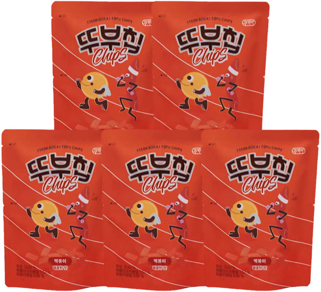 두부과자 떡볶이 오븐에 구운 국산콩 대용량 두부칩 저당 단백질 간식 프로틴 단백칩 뚜부칩 뚜부크래커, 50g, 5개