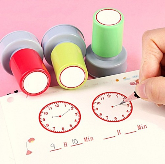 스탬프 시계 도장 원형 수업 공부 다꾸 문구 수학 메모 계획 일기 시간 학습 플래너