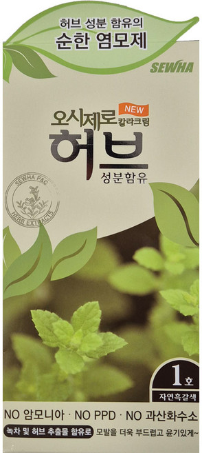 오시제로 허브 칼라크림 염색약, 1호자연흑갈색, 1개