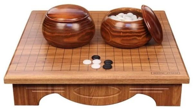 實木紋圍棋桌 兩用棋盤 附棋子 兒童成人初學者圍棋套裝, 圉棋桌+棗木讙+仿玉圍棋子, 1套