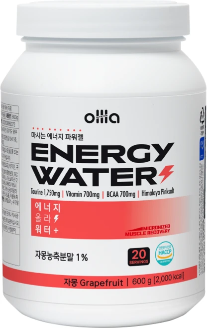 올라 에너지 워터 BCAA 마시는 파워젤 대용량 자몽, 1개, 600g - 쿠팡