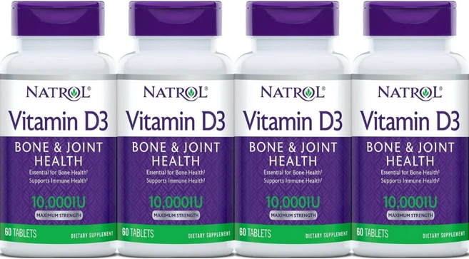 나트롤 비타민 D3 뼈 및 관절 건강 최대 강도 10 000 IU 60정, 4팩 - 쿠팡