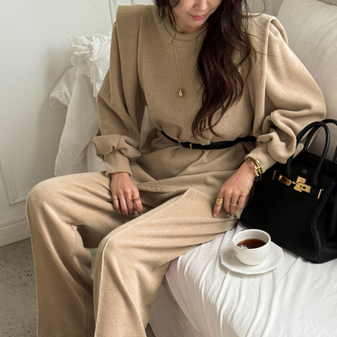 [난닝구]브로망 벨트퍼프팬츠세트