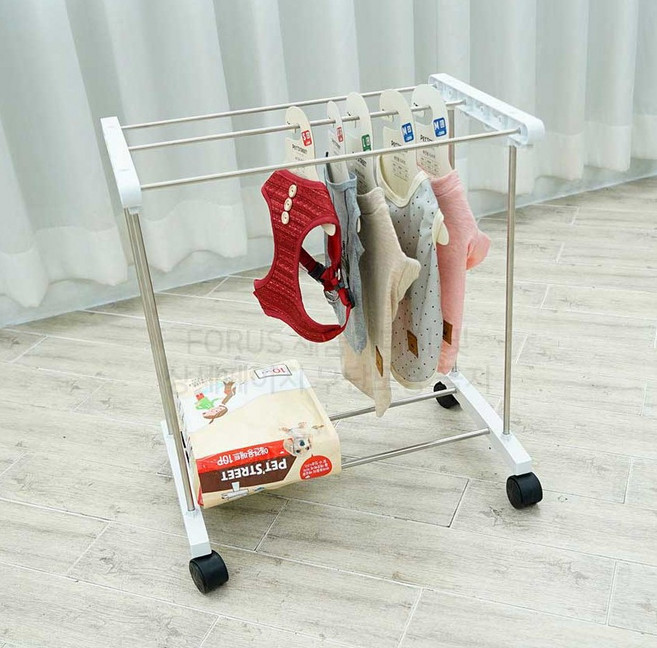 강아지 행거 1단 애견 애묘 이동식 의류 정리대, 1개