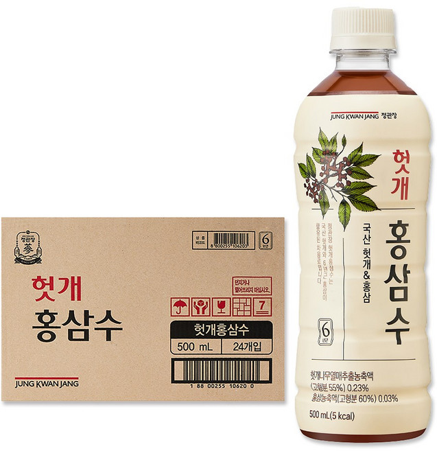 정관장 헛개홍삼수, 500ml, 24개