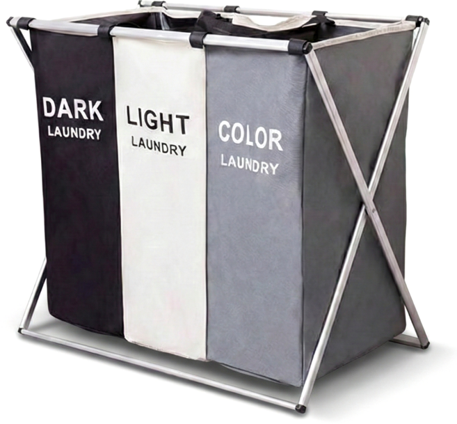 LOCUS 구분 3단 빨래바구니, 블랙,화이트,그레이