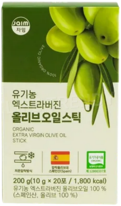 자임 유기농 엑스트라버진 올리브오일 스틱, 1개, 10g