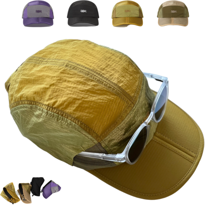 메셀 러닝 모자 메쉬 런닝 캡 접이식 스포츠, 골드, 1개