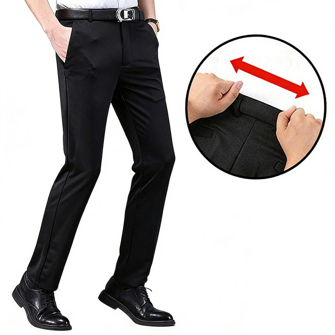 차쿠 남성 봄 여름 가을 정장바지 허리밴딩 스판바지 고탄력 슬랙스 오피스 회사 바지 출근바지 중년 빅사이즈