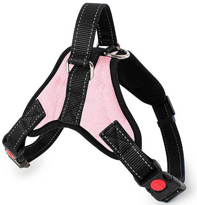 비즈코리아 대형견 말안장식 손잡이 하네스 중형견 진돗개 조끼형 가슴줄, 핑크, 1개