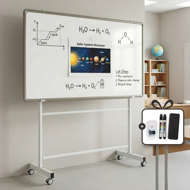 (주) 토탈하얀칠판 자석 화이트보드+스탠드세트 (알루미늄), 알루미늄