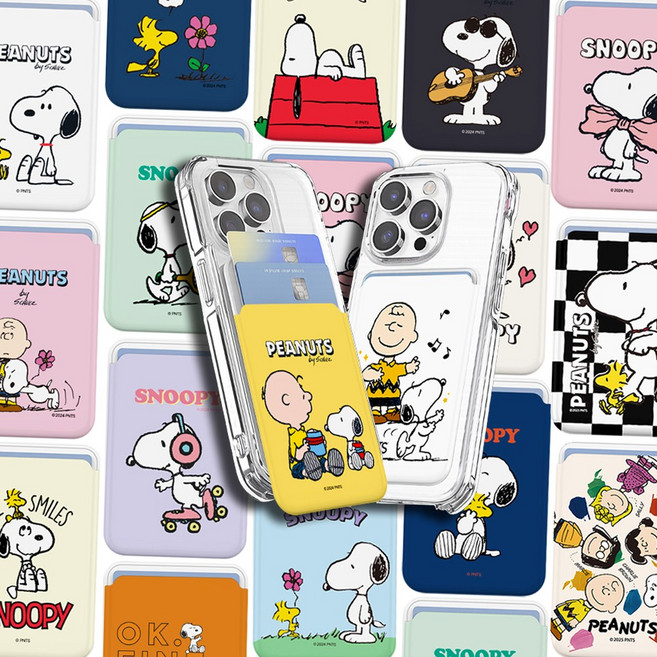 피너츠 스누피 맥세이프 카드 2장 수납 슬라이드 지갑(+폰클리너 증정), 1개, 취미 통기타