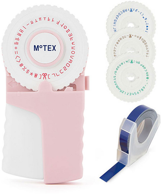 모텍스 또각이 라벨메이커 다꾸 네임텍 엠보싱 라벨기 E-303, 1개, 핑크