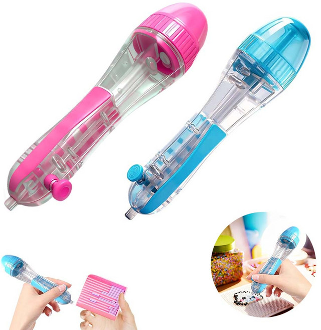 루베이 미니 비즈 전용 펜 원클릭 정밀 배치 투명 잔량표시 제작능률향상 십자수/다이아몬드화/수공예, 핑크색, 1개