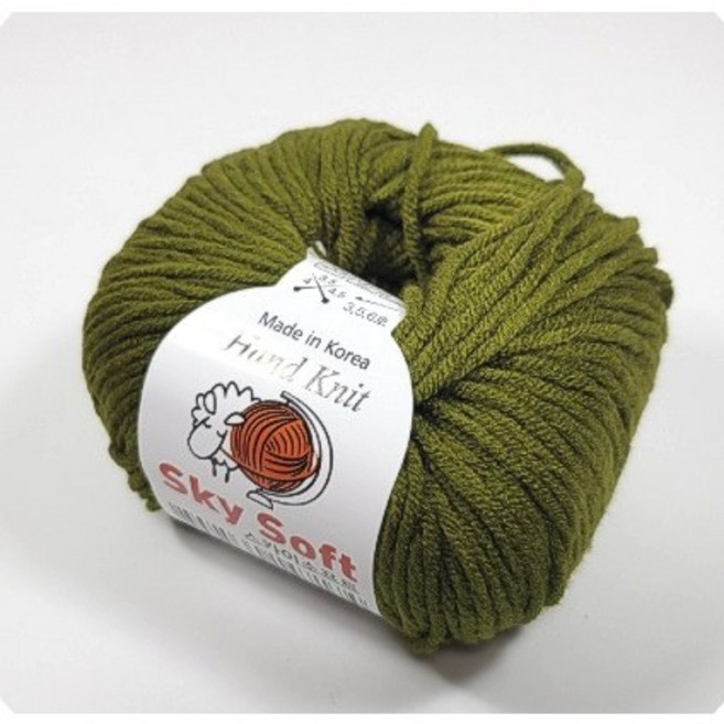 스카이소프트 인형실 굵은 털실 아크릴 코바늘 뜨개실, 24.카키, 1개