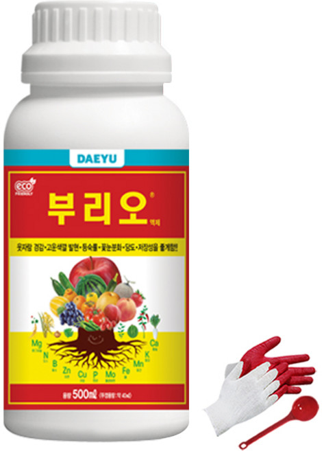 대유 부리오 액제 사은품 작업장갑 스푼 인산 칼슘 웃자람경감 색상발현 당도증가, 2개, 500ml