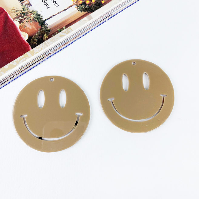 헤세드 NEW) 55mm 웜톤 컬러 빅스마일 펜던트 참 가방장식, 베이지, 1개