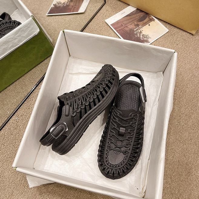 여성 여름 젤리슈즈 샌들 블로퍼 뮬샌들 벨크로 데일리 슬리퍼형 반샌들 캐주얼 비치슈즈(캐주얼 패션 가볍고 편한)