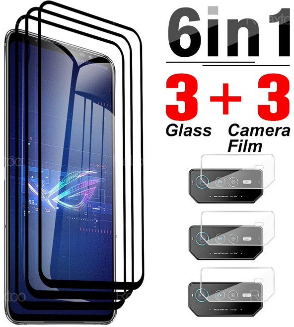Asus ROG 폰 6 프로용 6in1 화면 보호 유리 Asus ROG 폰 5 3 용 강화 유리 카메라 렌즈 보호 유리, 1개