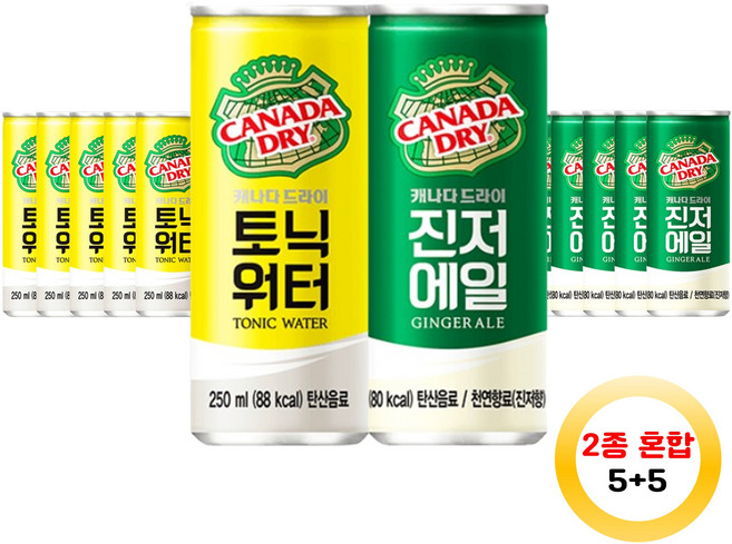 캐나다드라이 토닉워터 진저에일 각 5캔씩 250ml 10캔, 10개