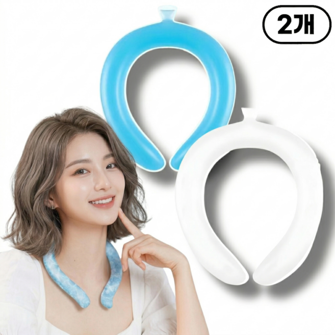 지빈 겁나 시원한 아이스 넥쿨러 야외활동 필수품, 블루+화이트 1세트, 1개