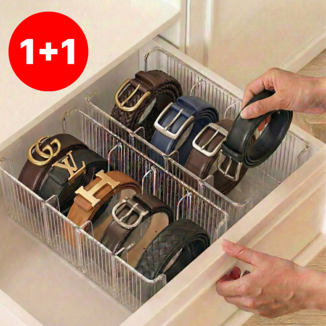 아르벤 한눈 정리 칸막이 아크릴 벨트 정리함, 2개, 투명