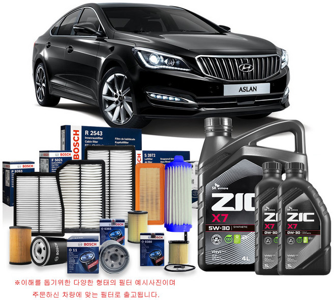 아슬란 AG 3.0/3.3 (6단기어) 가솔린 14년이후 보쉬필터+지크합성유 6L, 1개