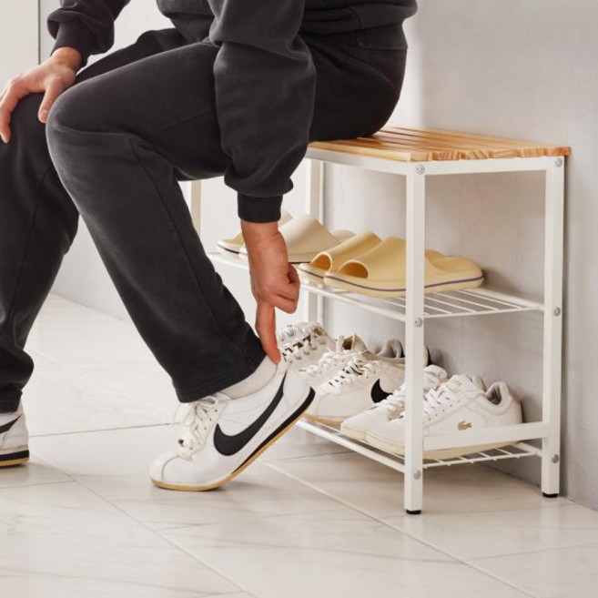 예다움 원목 벤치형 아파트 현관 신발장 신발정리대 서랍/수납장>>신발장, 화이트, 1.신발정리대 3단 800_화이트, 3단