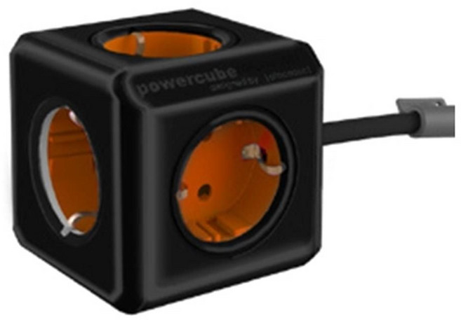 블랙 오렌지 큐브 멀티탭 1.5m 콘센트 전선 안전 USB, 1개