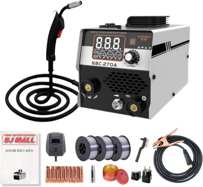 가정용 논가스 용접기 아크 알곤 겸용 휴대용 미그 스텐 티그 co2 소형 고성능, 1세트, 기본형 풀세트