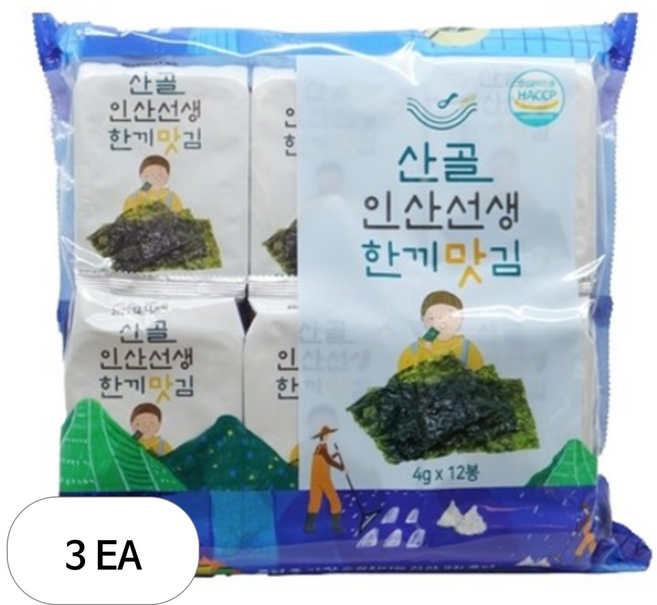 에코맘의산골이유식 인산선생 한끼맛김 12p, 김, 48g, 3개