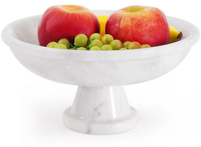 Radicaln 주방 카운터용 대리석 과일 그릇 25.4cm(10인치) 화이트 핸드메이드 바나나 홀더 이상적인 키 볼 가정용 보관용 모던 샐러드 및 서빙 볼 216872 6