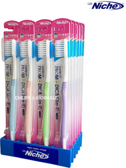 니치 프로메디카 슬림모 칫솔 20개/치과용 2단 미세모 틈새케어 플라그제거, 1개입
