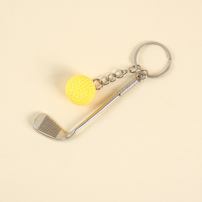 치프몰 골프채 골프공 열쇠고리, 1개, 노란색
