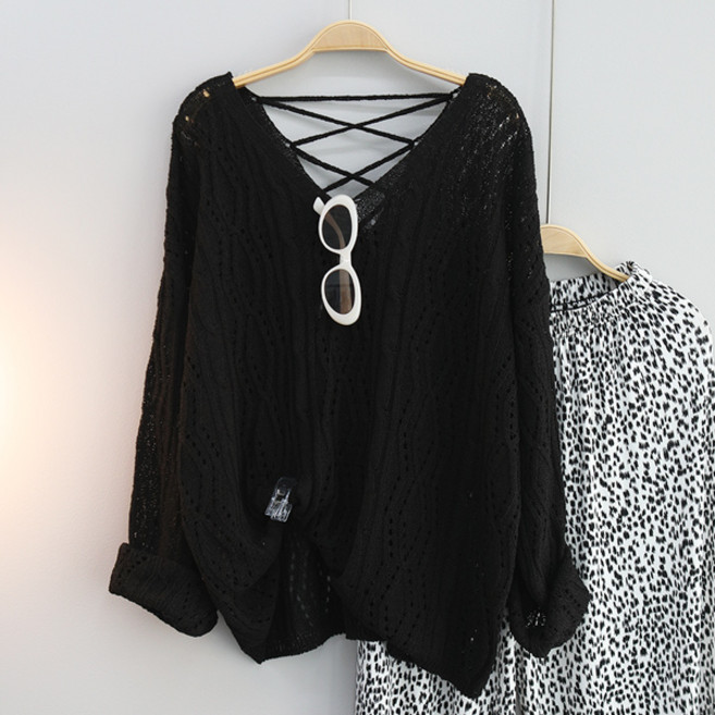 달콩 백포인트스카시롱니트 빅사이즈 여름니트 여리여리