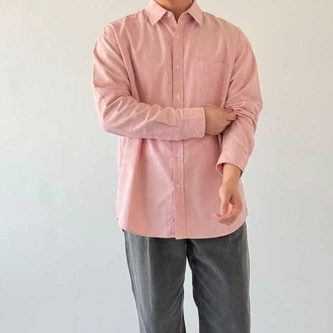 남자 오버핏 옥스포드 셔츠 베이직 캐주얼 긴팔 셔츠 made in korea (9color)