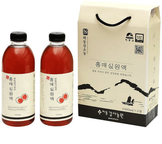 하동감사농원 홍매실원액 1000ml 2개 매실청 엑기스, 1L