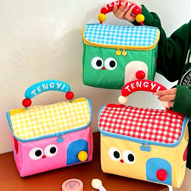 라플 보온보냉 소풍 캐릭터 도시락 가방, 옐로우, 1개, 1단