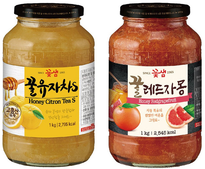 꽃샘 꿀 유자차 1kg+레드 자몽 1kg, 1kg, 2개, 1개입