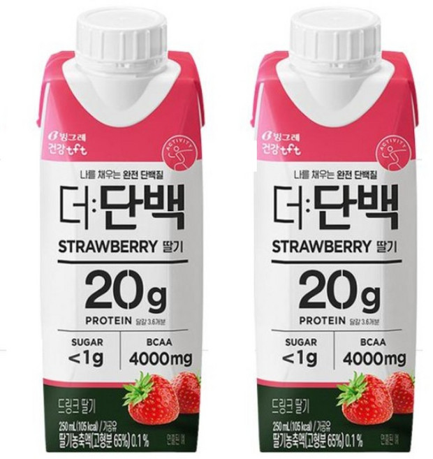3위 - 더단백 드링크 딸기, 250ml, 18개