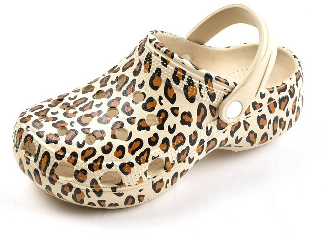 헬스맘 여성용 호피무늬 통굽 키높이 샌들 슬리퍼 초경량