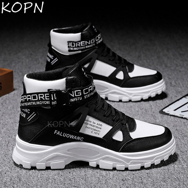 KOPN라지 부츠 남자 가을 겨울 백합 둥근 머리 고방 트렌드 부츠 남자 군화 남자 신발 키높이 기모 두께