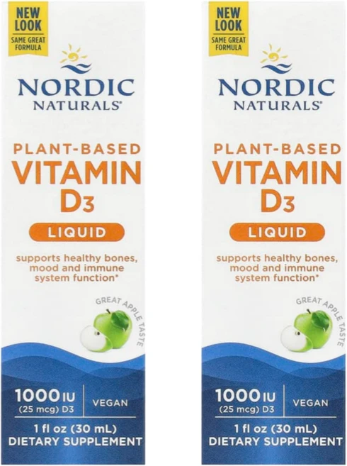 노르딕 내추럴스 식물성 비타민 D3 리퀴드 1000 IU, 2개, 30ml - 쿠팡