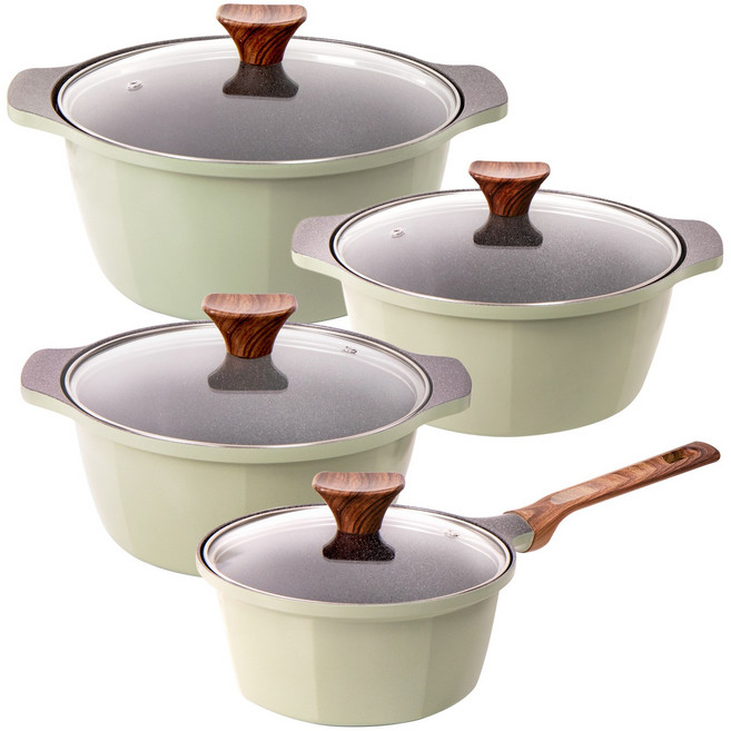 캡스톤 글램레트로 냄비, 18편수+20양수+22양수+24양수 가스용, 4종 18편수+20양수+22양수+24양수 가스용, 올리브, 1세트