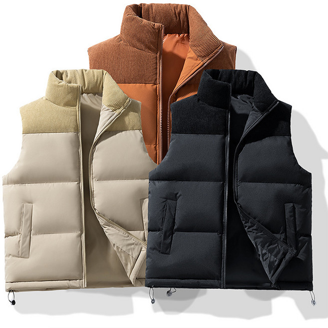 ANYOU 가을 겨울 패딩 조끼 남녀공용 경량 컬러블록 스타일 패딩 베스트 3color