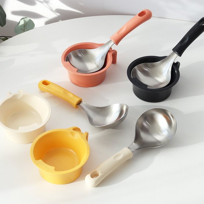 보겐 멀티스푼 미니국자 서빙스푼 스푼받침 4color, 1개, 멀티스푼+받침 세트 비타민