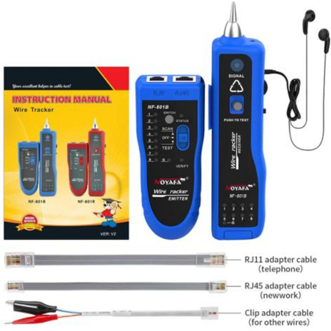 Noyafa NF-801B 네트워크 케이블 테스터 이더넷 와이어 트래커 다기능 케이블 트래커 라인 파인더 네트워크 도구 RJ11 RJ45, 1개