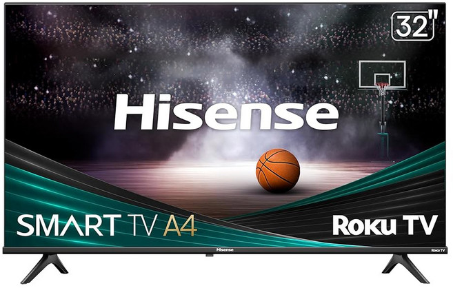 Alexa 호환성을 갖춘 하이센스 32인치 클래스 A4 시리즈 HD 720p 스마트 Roku TV(32A4HNR) - 돌비 오디오 슬림 베젤 디자인 Google 어시스턴트
